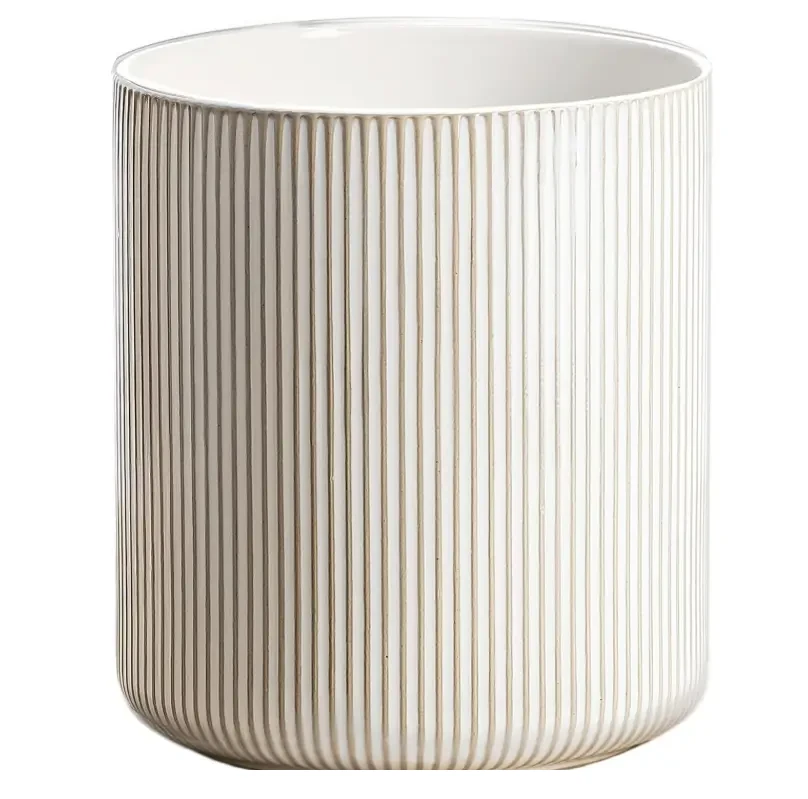 Large Utensil Holder for Kitchen Counter, 7.2" Ribbed Ceramic