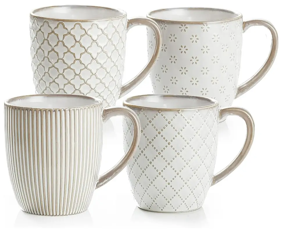 Large Ceramic Coffee Mugs, 18 oz, Set of 4