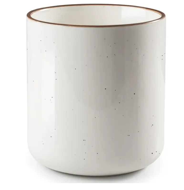 Large Ceramic Utensil Holder, 7.2" Vintage Speckled Crock
