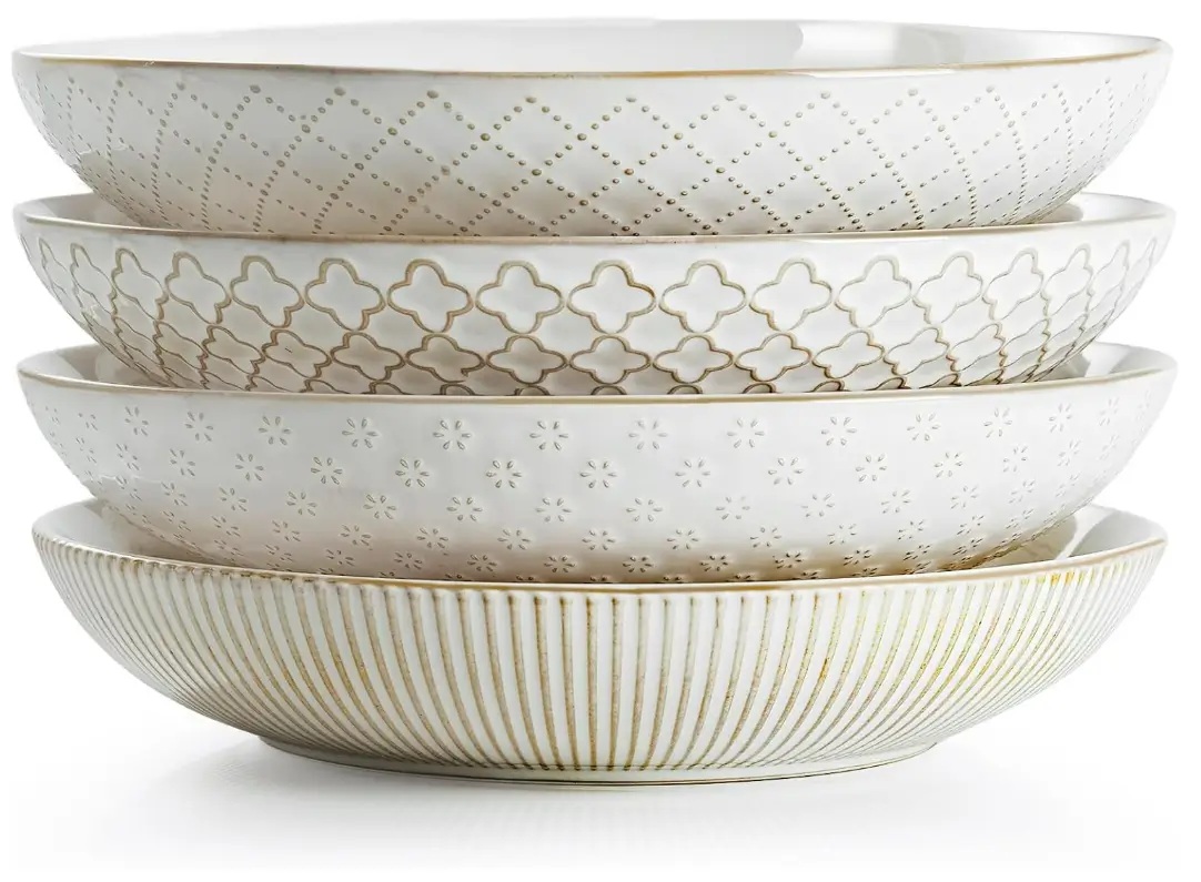 Ceramic Pasta Bowls, 9.2" / 42 oz, Set of 4 — Farmhouse Embossments